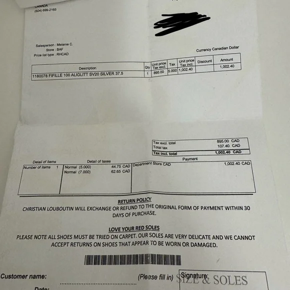 Size 37.5 Louboutin Fifille Silver Sequin - Picture 6 of 6